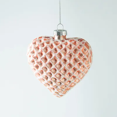 KSP Christmas 'Heart' Glass Ornament (Pink)