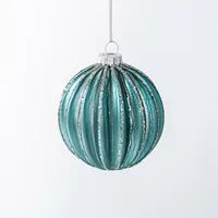 KSP Christmas 'Panelled' Glass Ball Ornament (Ice Blue)