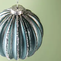 KSP Christmas 'Panelled' Glass Ball Ornament (Ice Blue)