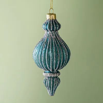 KSP Christmas 'Finial Drop' Glass Ornament (Blue)