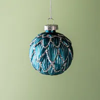 KSP Christmas 'Quilted' Glass Ball Ornament (Blue Metallic)