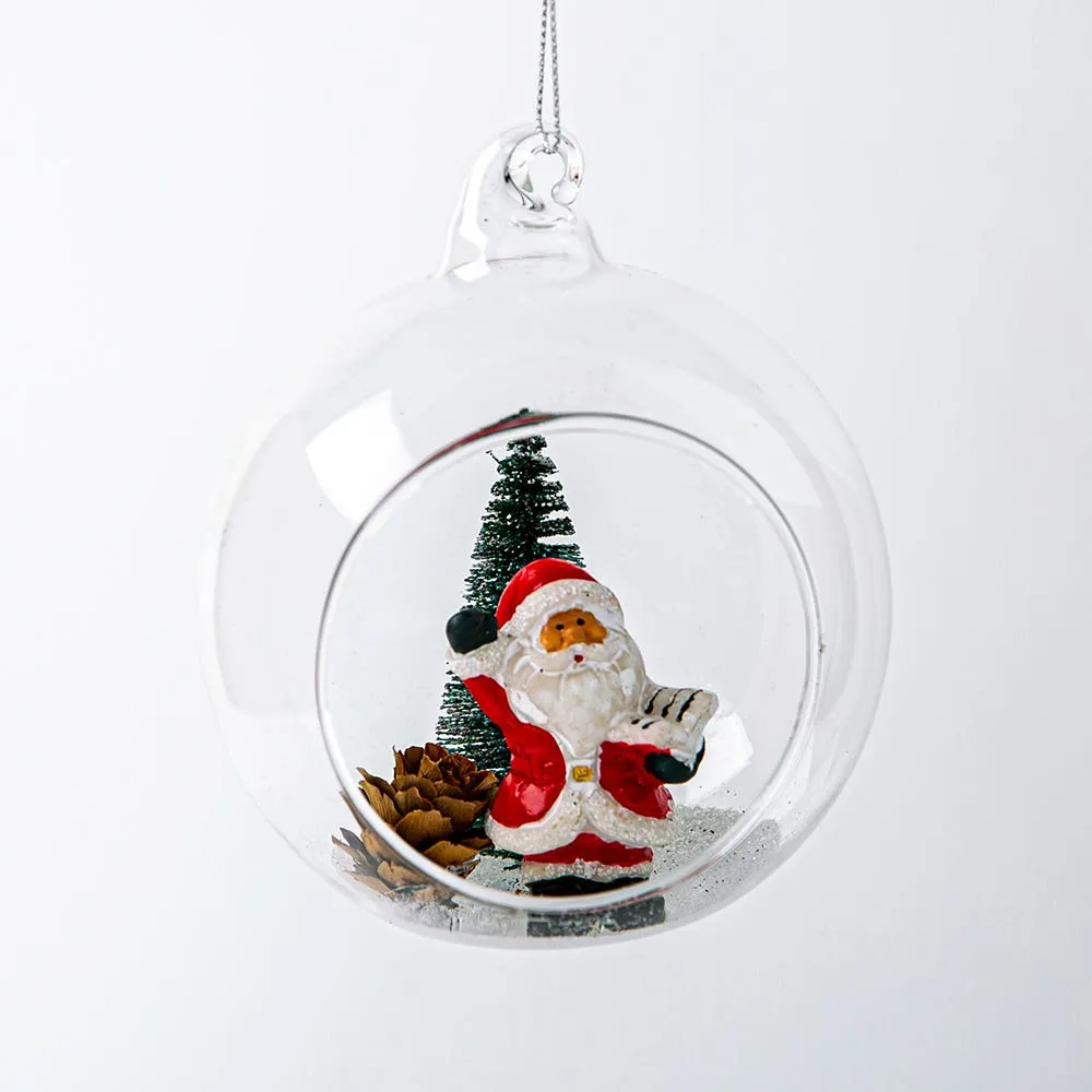 KSP Christmas 'Waving Santa' Glass Ball Ornament (Multi Colour)