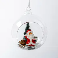 KSP Christmas 'Waving Santa' Glass Ball Ornament (Multi Colour)