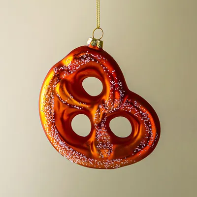 KSP Christmas 'Pretzel' Glass Ornament (Brown/Gold)