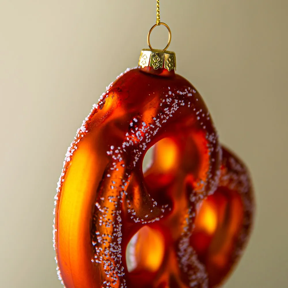 KSP Christmas 'Pretzel' Glass Ornament (Brown/Gold)