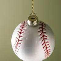 KSP Christmas 'Baseball' Glass Ornament (White/Red)