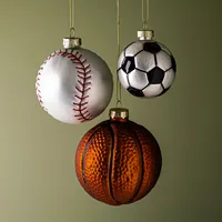 KSP Christmas 'Baseball' Glass Ornament (White/Red)