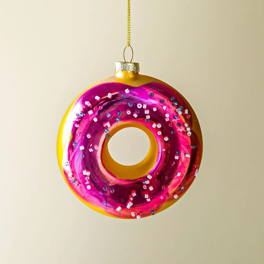 KSP Christmas 'Donut' Glass Ornament (Multi Colour)