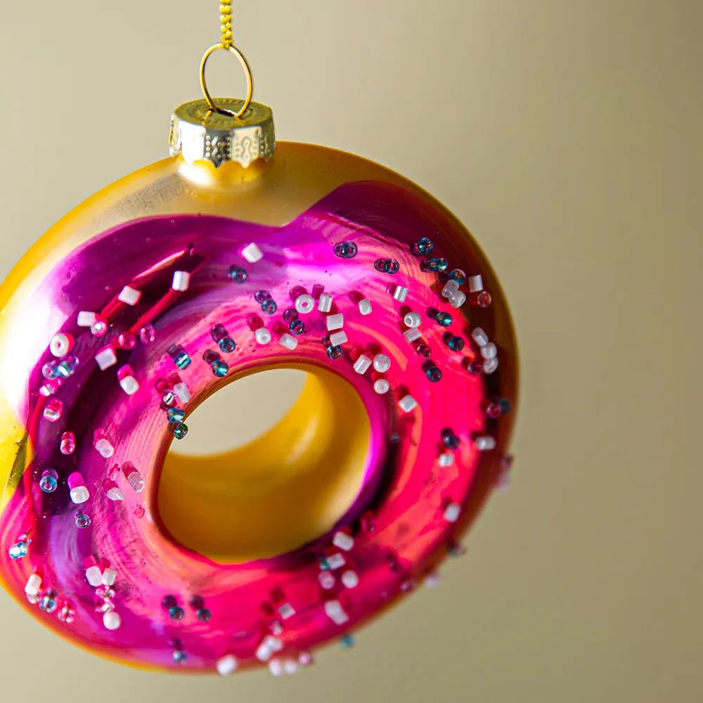 KSP Christmas 'Donut' Glass Ornament (Multi Colour)