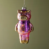 KSP Christmas 'Piggy w/Scarf' Glass Ornament (Multi Colour)