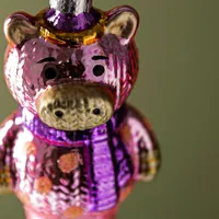 KSP Christmas 'Piggy w/Scarf' Glass Ornament (Multi Colour)