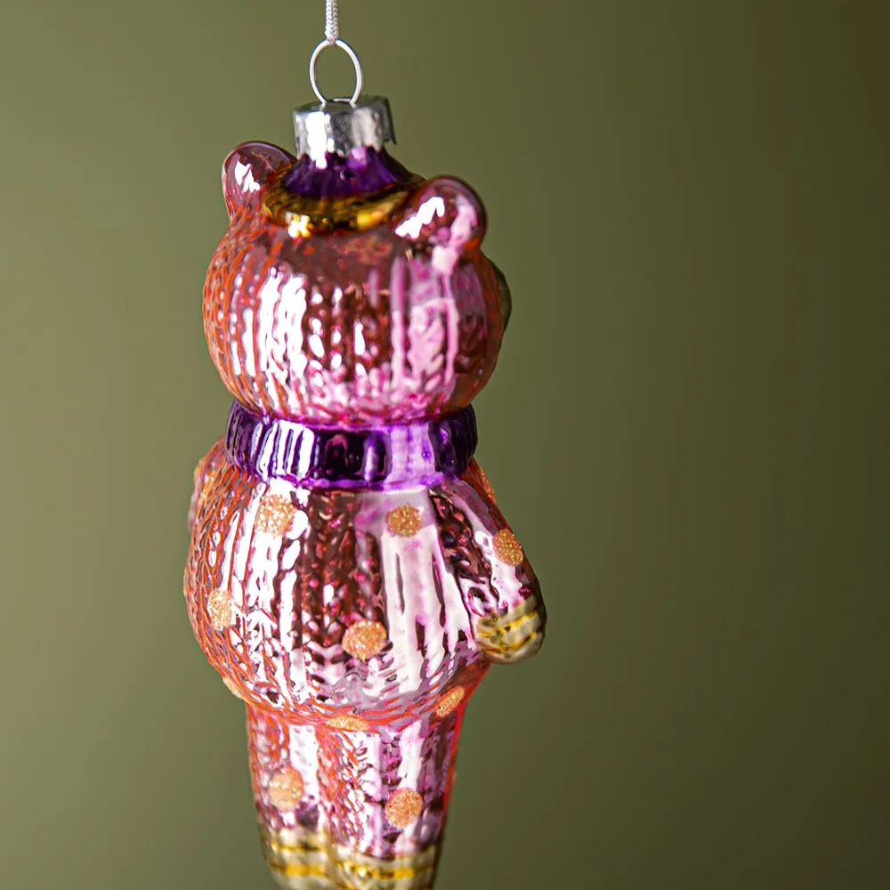 KSP Christmas 'Piggy w/Scarf' Glass Ornament (Multi Colour)