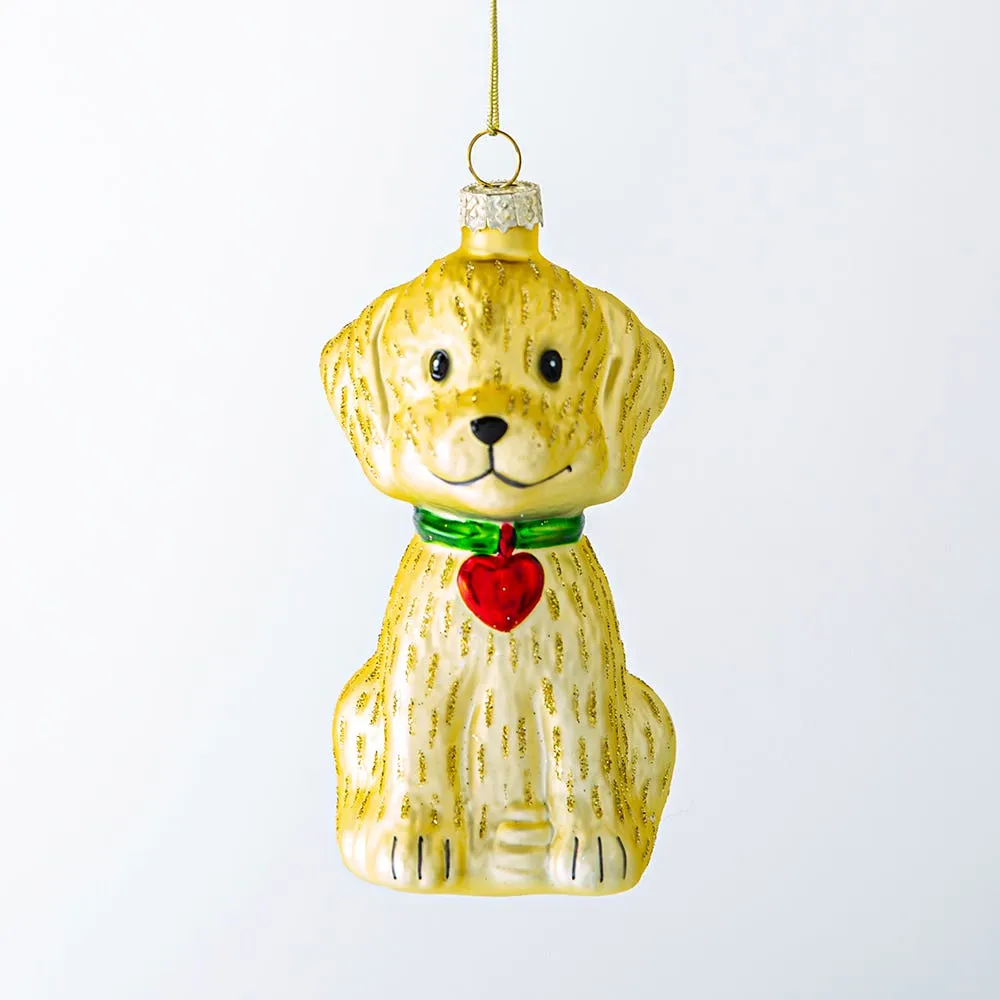 KSP Christmas 'Dog w/Heart' Glass Ornament (Multi Colour)