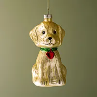 KSP Christmas 'Dog w/Heart' Glass Ornament (Multi Colour)