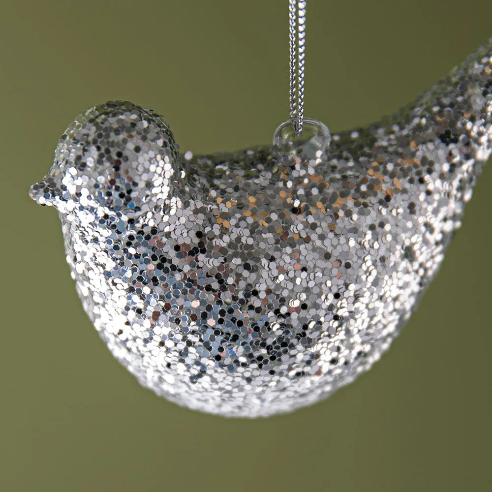 KSP Christmas 'Bird' Glass Ornament (Silver)