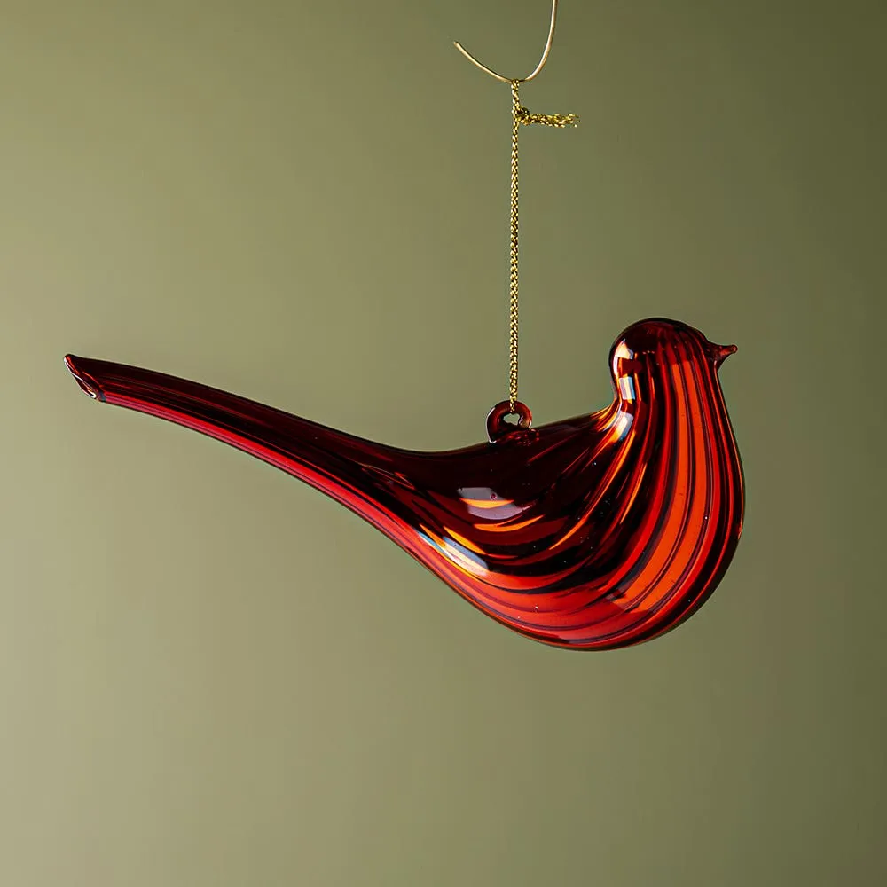 KSP Christmas 'Bird' Glass Ornament (Red)