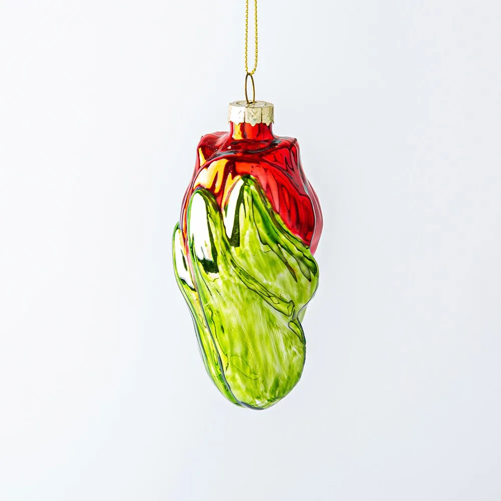 KSP Christmas 'Tulip' Glass Ornament (Red/Green)