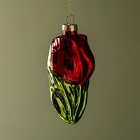 KSP Christmas 'Tulip' Glass Ornament (Red/Green)