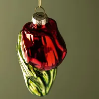 KSP Christmas 'Tulip' Glass Ornament (Red/Green)