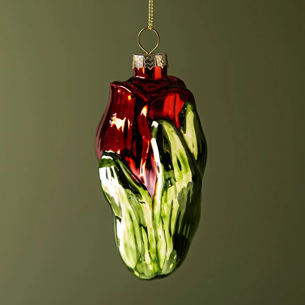 KSP Christmas 'Tulip' Glass Ornament (Red/Green)