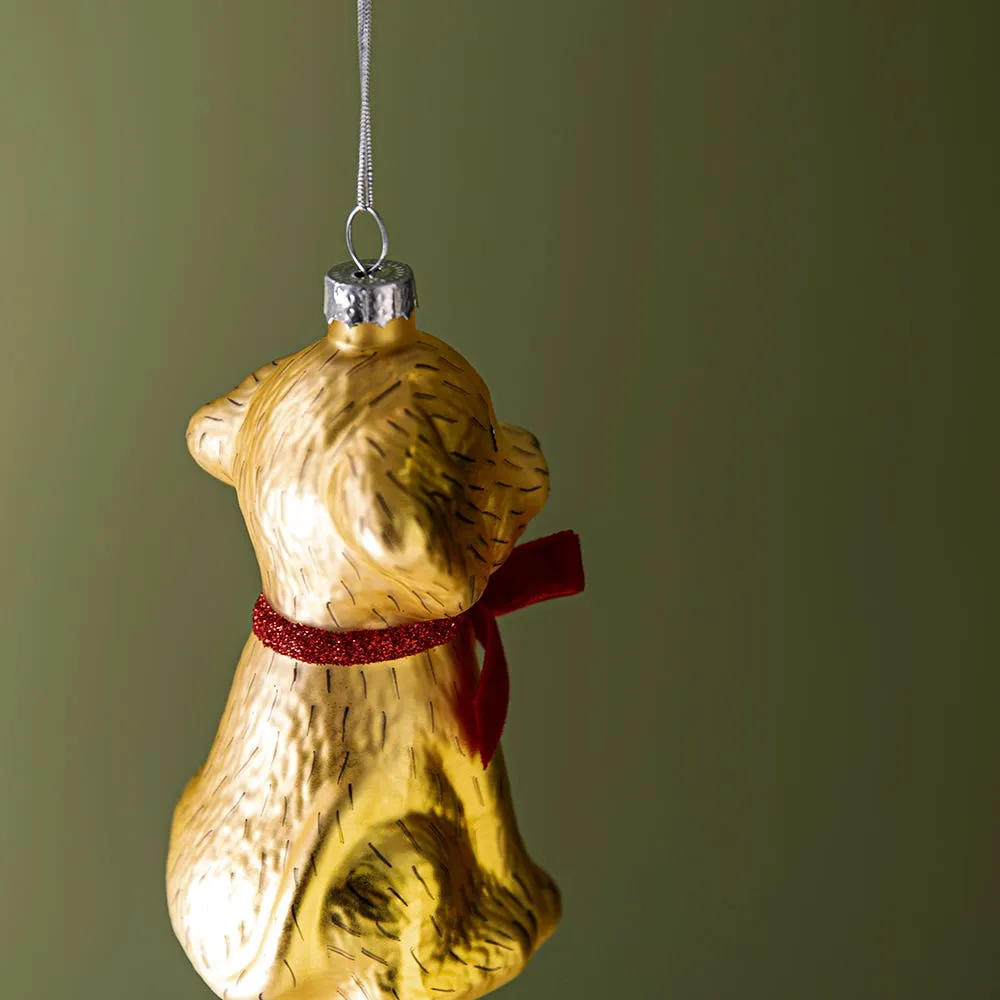 KSP Christmas 'Dog w/Bow' Glass Ornament (Gold)