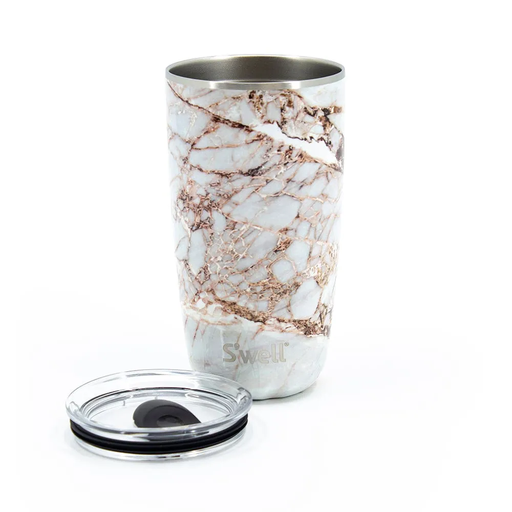S'well Slide-Open 'Calacatta' Tumbler with Lid 18oz (White/Gold)