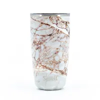 S'well Slide-Open 'Calacatta' Tumbler with Lid 18oz (White/Gold)