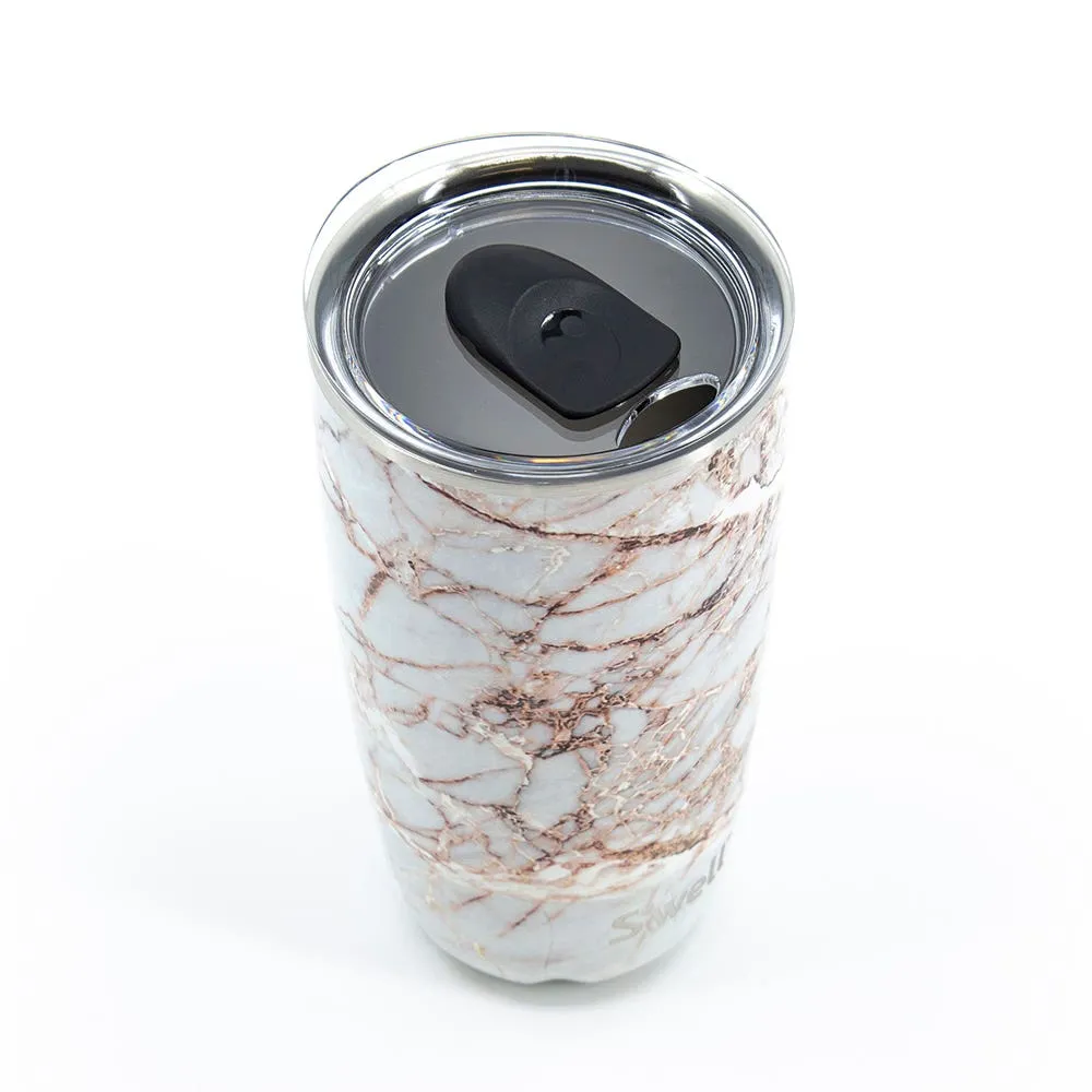 S'well Slide-Open 'Calacatta' Tumbler with Lid 18oz (White/Gold)