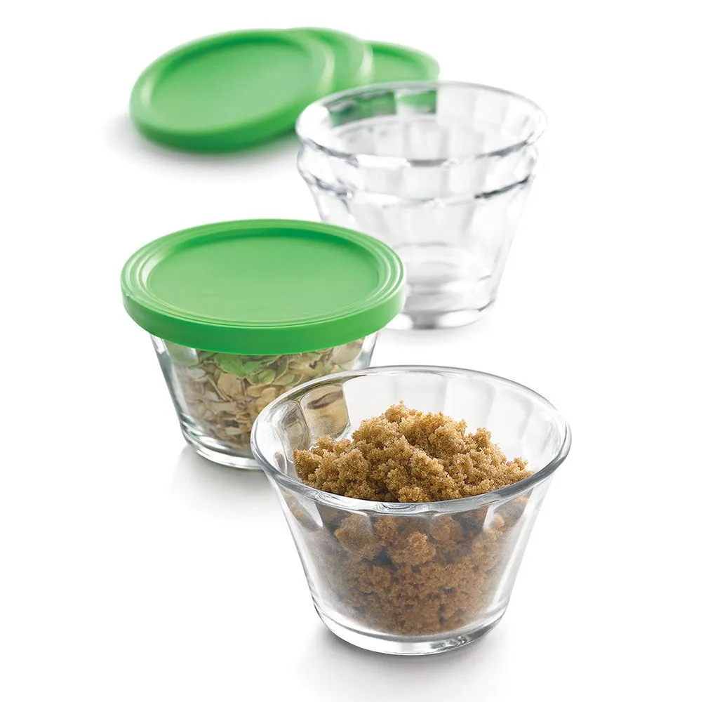 Libbey Baker'S Basics Glass Ramekin with Lid - Set of 4 (Clear/Green)