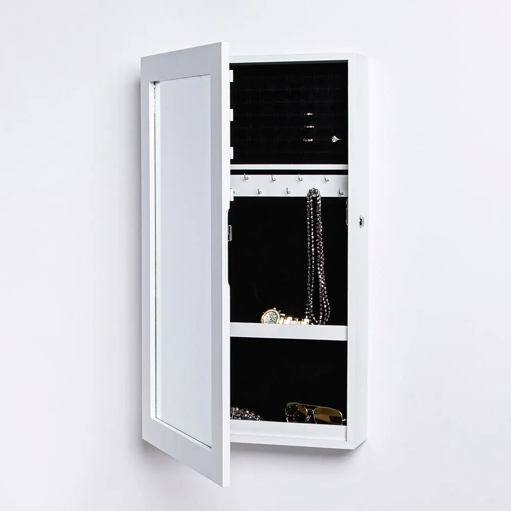 KSP Sophia Wall Mirrored Jewelry Cabinet 37 x 10.5 x 67 cm (White)