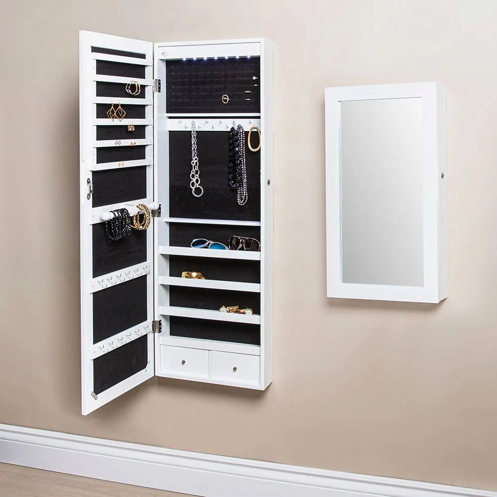 KSP Sophia Wall Mirrored Jewelry Cabinet 37 x 10.5 x 67 cm (White)