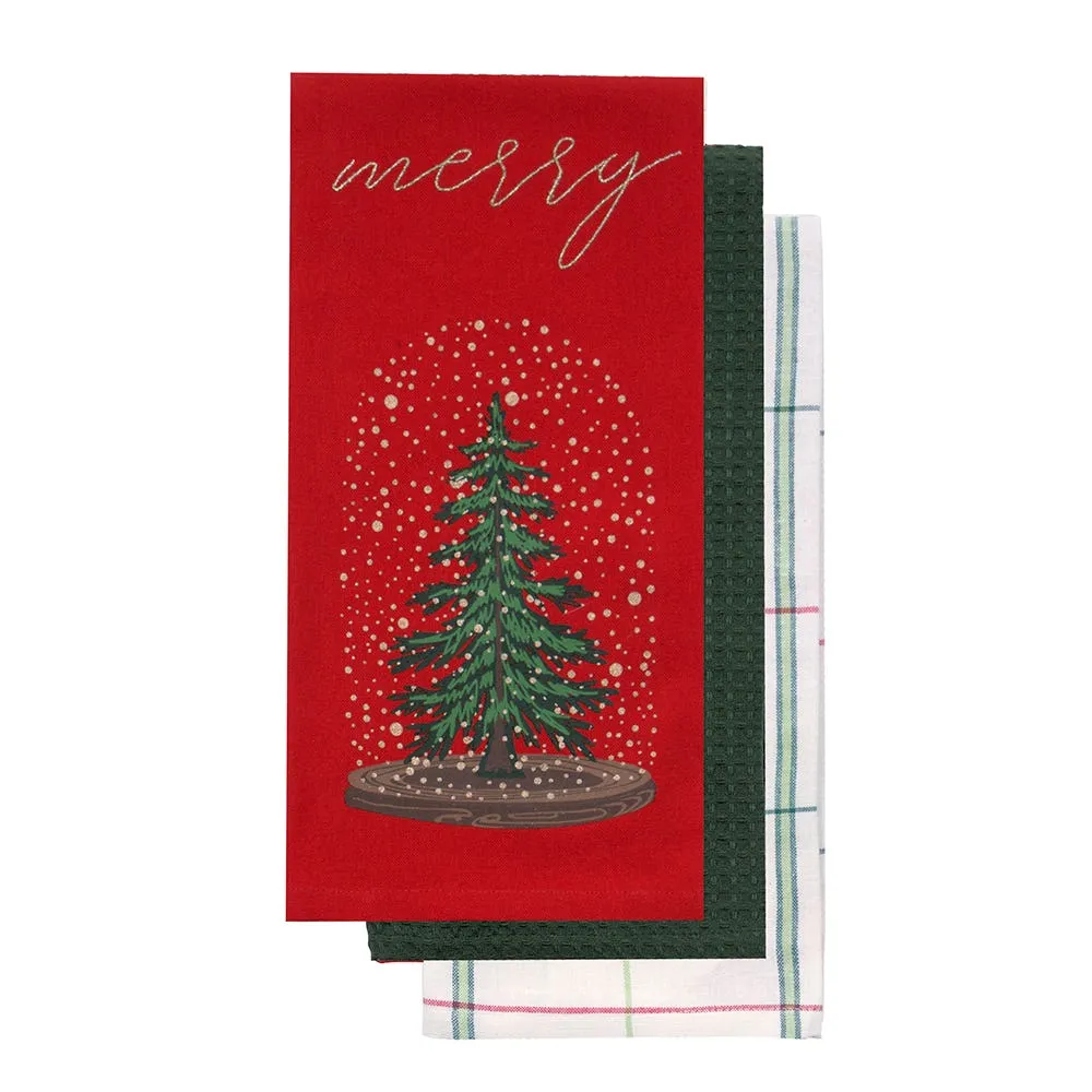 Harman Christmas 'Merry Trees' Cotton Kitchen Towel 18x26" - Set of 3