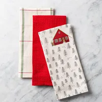 Harman Christmas 'Chalet' Cotton Kitchen Towel 18x26" - Set of 3