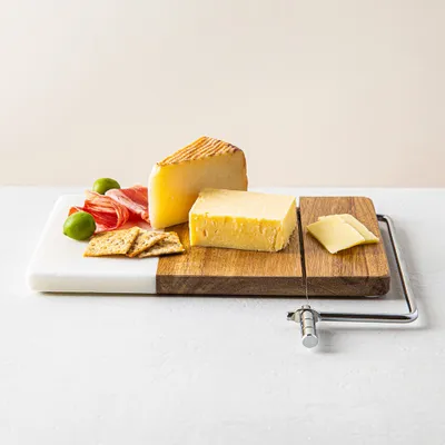 KSP Acacia/Marble Cheese Board with Slicer 25x15x1.5 Cm