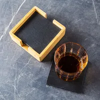 KSP Entertain Slate Stone Coaster with Holder - Set of 4