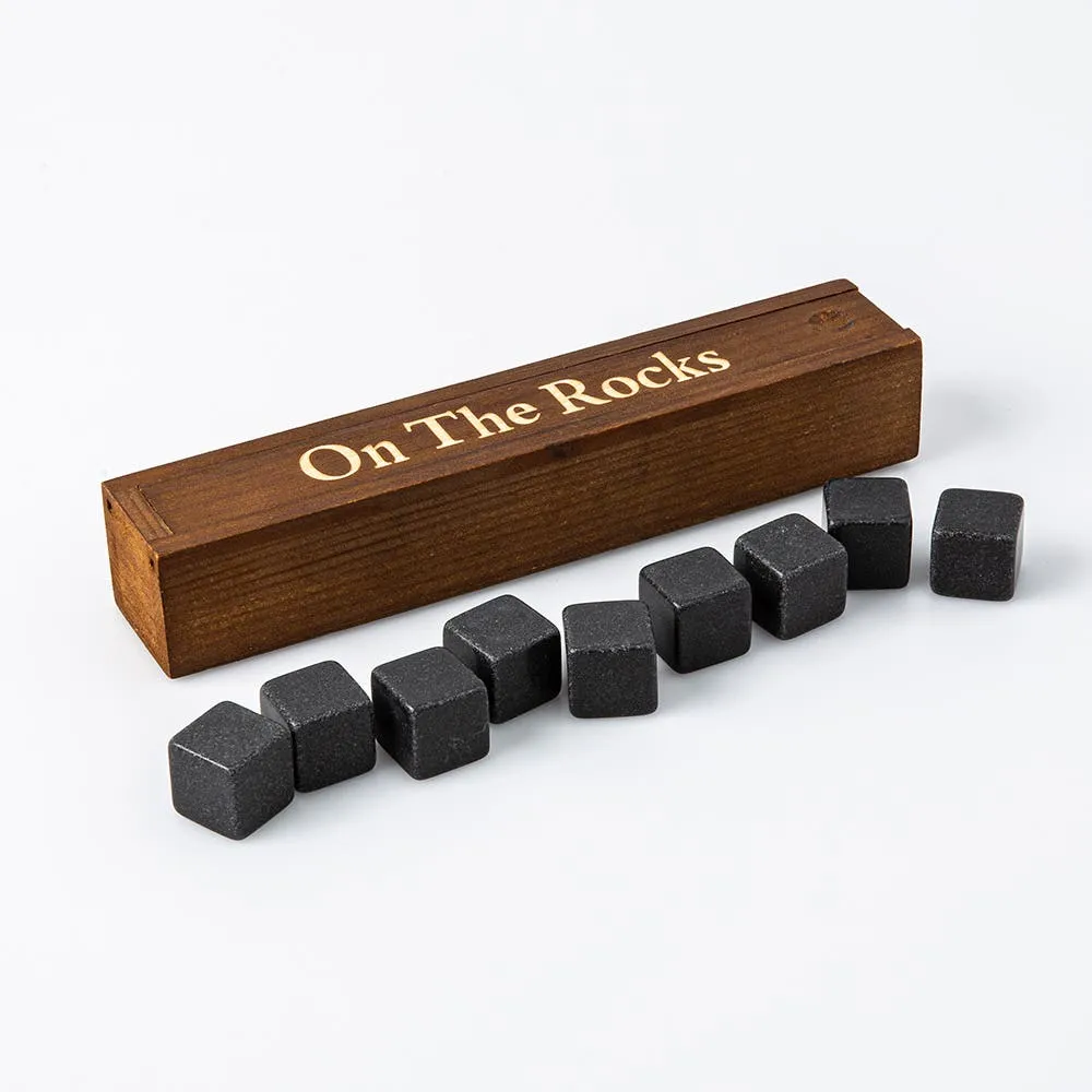 KSP On the Rocks 'Walnut' Marble Whisky Stones with  Box - S/9