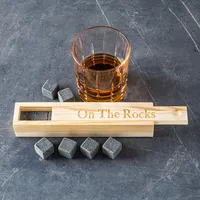 KSP On the Rocks 'Natural Wood' Marble Whisky Stones with Box - S/9