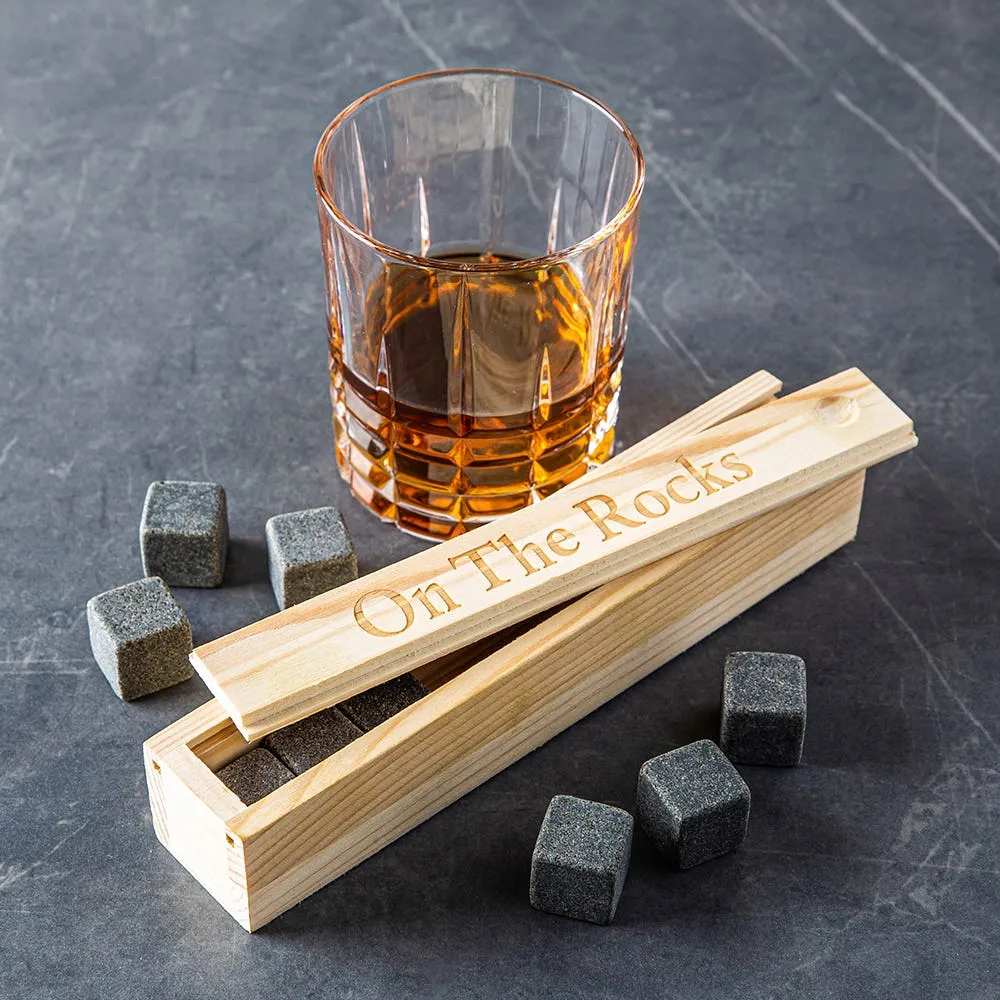 KSP On the Rocks 'Natural Wood' Marble Whisky Stones with Box - S/9