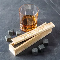 KSP On the Rocks 'Natural Wood' Marble Whisky Stones with Box - S/9