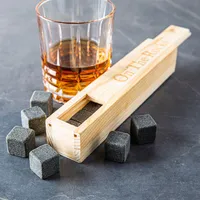 KSP On the Rocks 'Natural Wood' Marble Whisky Stones with Box - S/9