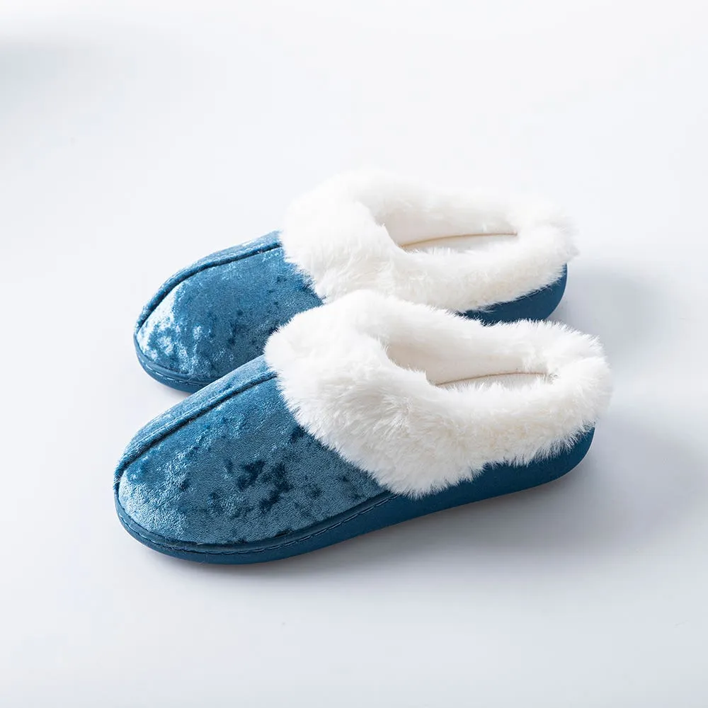 Every Sunday 'Medium Fur' Memory Foam Slippers Women (Blue Velvet)