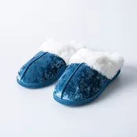 Every Sunday 'Medium Fur' Memory Foam Slippers Women (Blue Velvet)