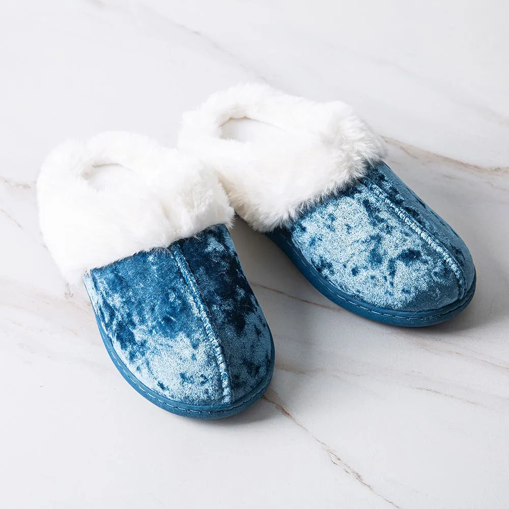 Every Sunday 'Medium Fur' Memory Foam Slippers Women (Blue Velvet)