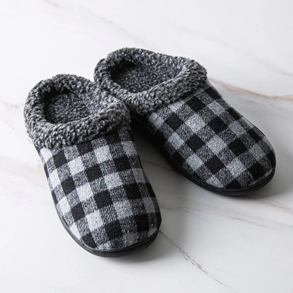 Every Sunday 'Clog' Memory Foam Slippers Men (Grey Buffalo ChecK)