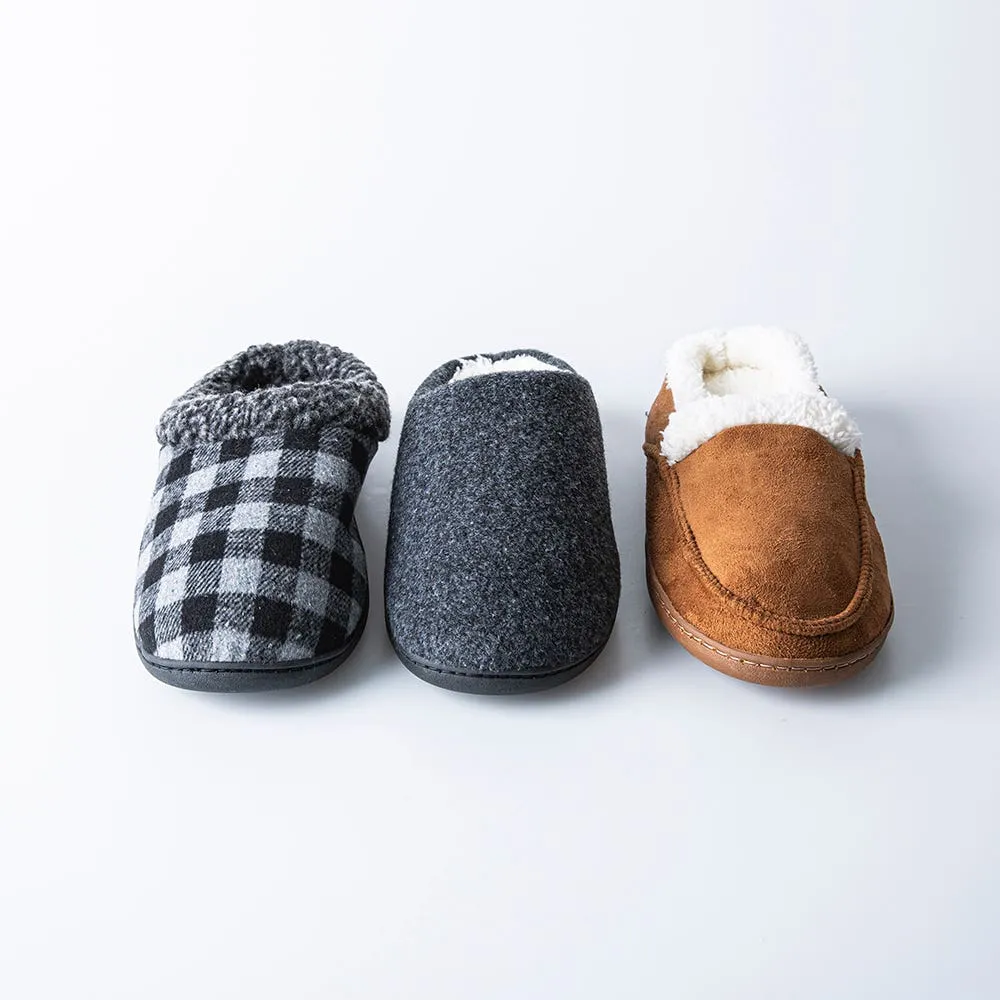 Every Sunday 'Clog' Memory Foam Slippers Men (Grey Buffalo ChecK)