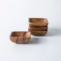 Home Essentials Acacia 'Square' Wood Snack Bowl - Set of 4 (Natural)