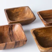 Home Essentials Acacia 'Square' Wood Snack Bowl - Set of 4 (Natural)