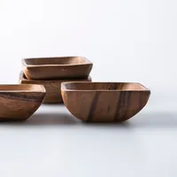 Home Essentials Acacia 'Square' Wood Snack Bowl - Set of 4 (Natural)