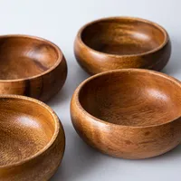 Home Essentials Acacia 'Round' Wood Snack Bowl - Set of 4 (Natural)