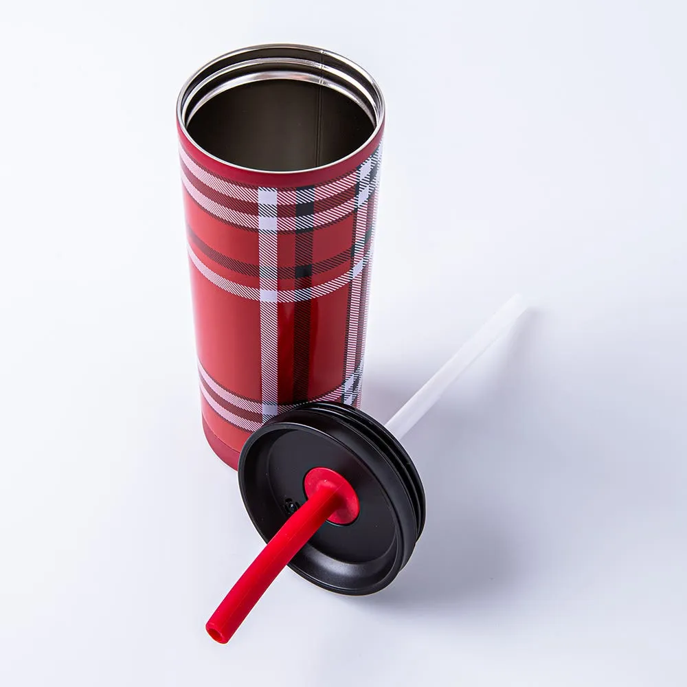 Asobu Sippy 'Plaid' Stainless Steel Tumbler (Red)